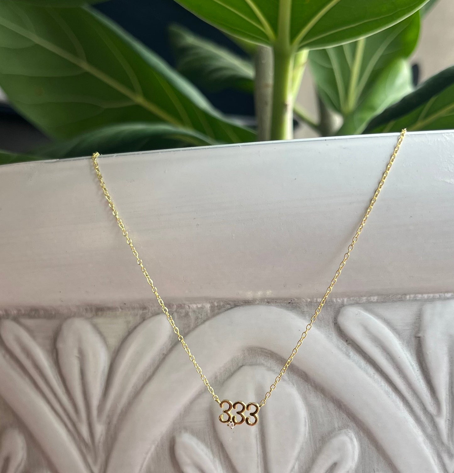 Gold Plated Sterling Silver Angel Number Necklace - 18"