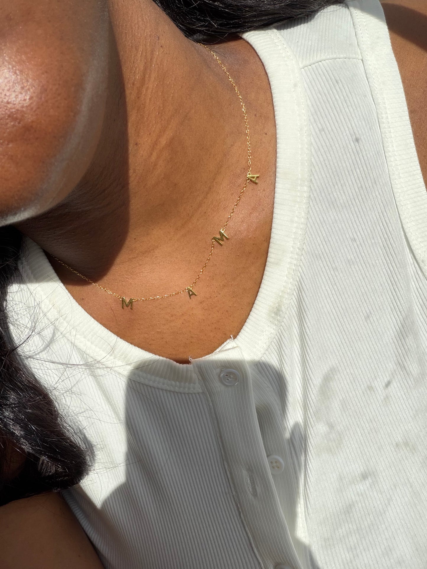 925 Sterling Silver MAMA Necklace w Spring Ring Clasp