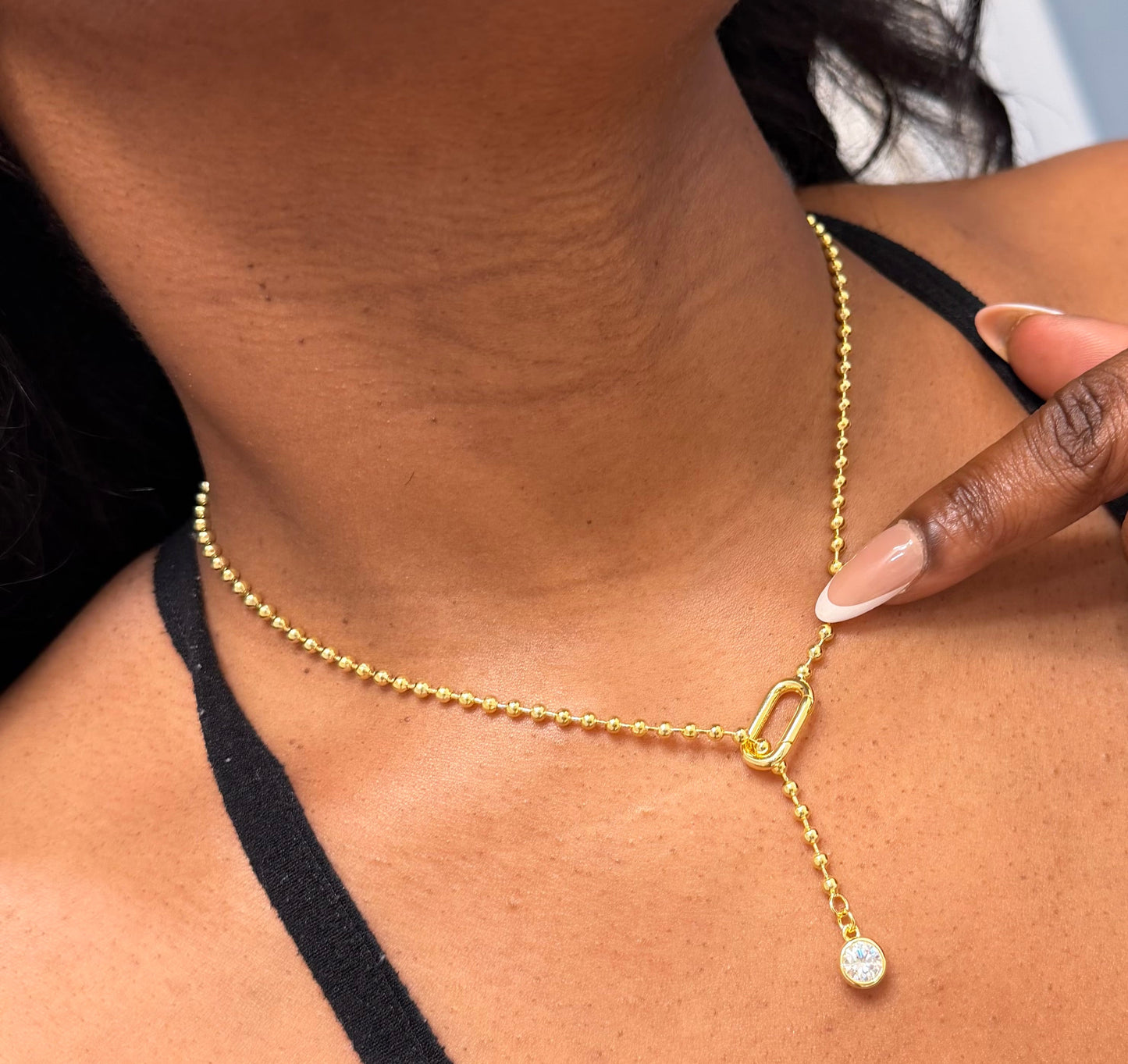 The Glow Chain – Gold-Plated Sterling Silver Ball Necklace with Geometric  Moissanite Pendant