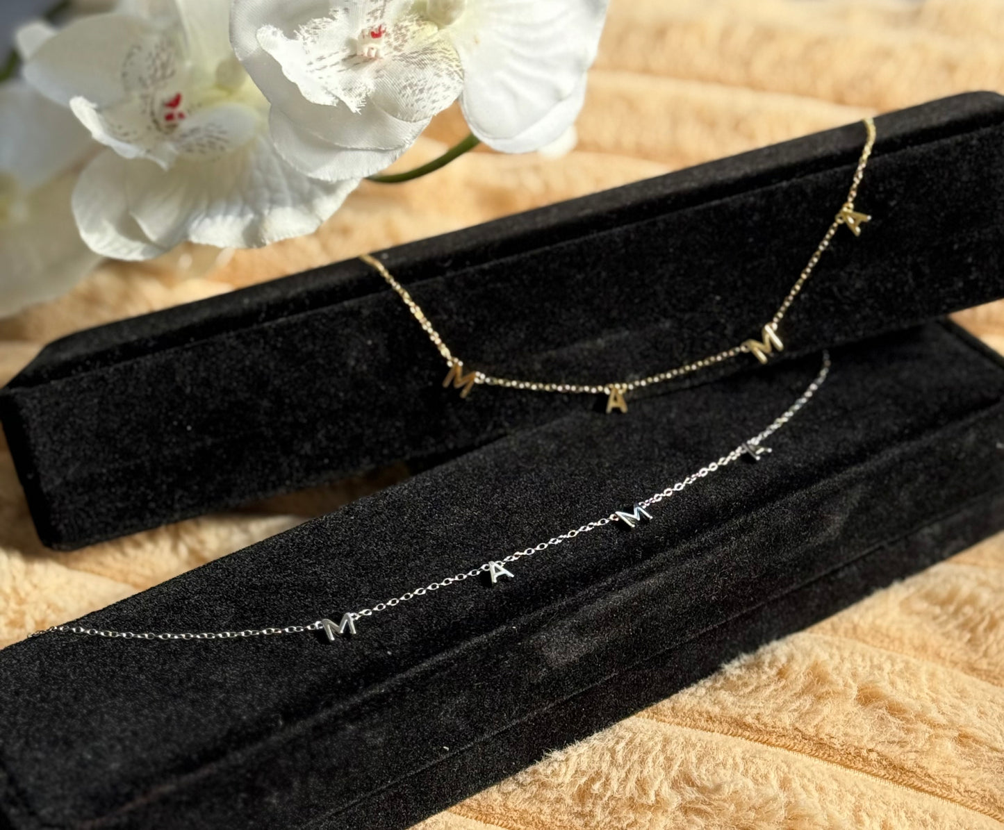 925 Sterling Silver MAMA Necklace w Spring Ring Clasp