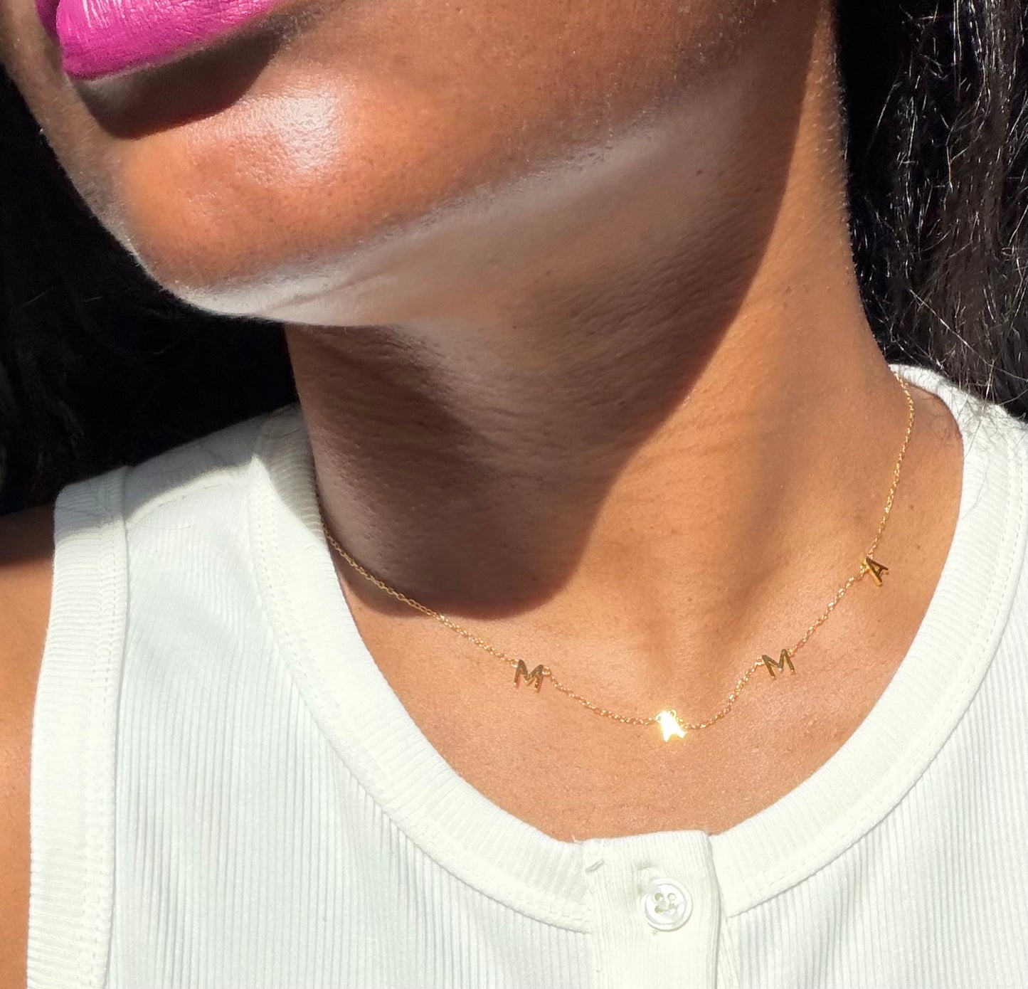 925 Sterling Silver MAMA Necklace w Spring Ring Clasp