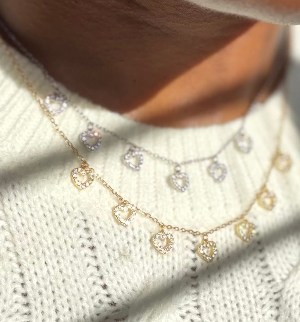 925 Sterling Silver Heart Charm Necklace | Gold Plated & Silver Options