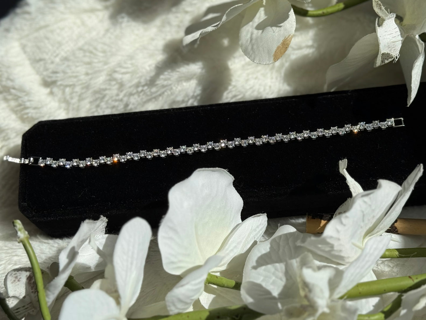 925 Sterling Silver Geometric Tennis Bracelet - Minimalist Everyday Jewelry