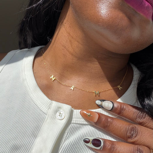 925 Sterling Silver MAMA Necklace w Spring Ring Clasp