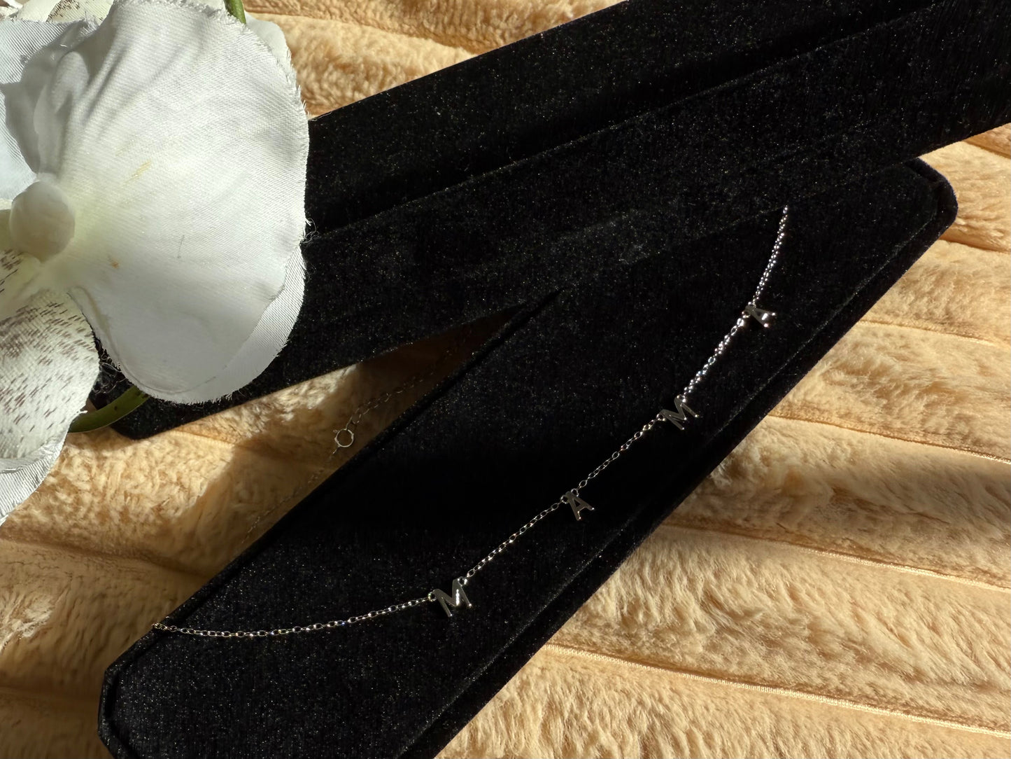 925 Sterling Silver MAMA Necklace w Spring Ring Clasp