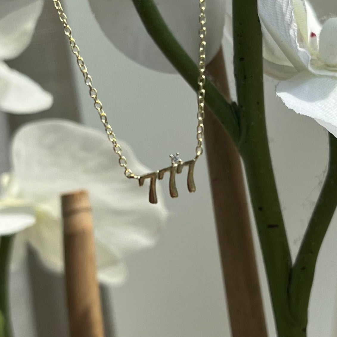 Gold Plated Sterling Silver Angel Number Necklace - 18"